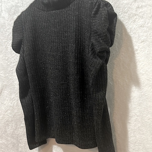 Womens LOVE ADY Shimmering Black Pouf L/S High Neck Top Size L (M) New With Tag - Picture 3 of 3